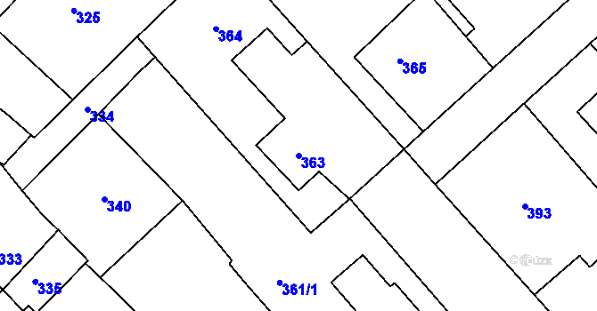 Parcela st. 363 v KÚ Měřín, Katastrální mapa