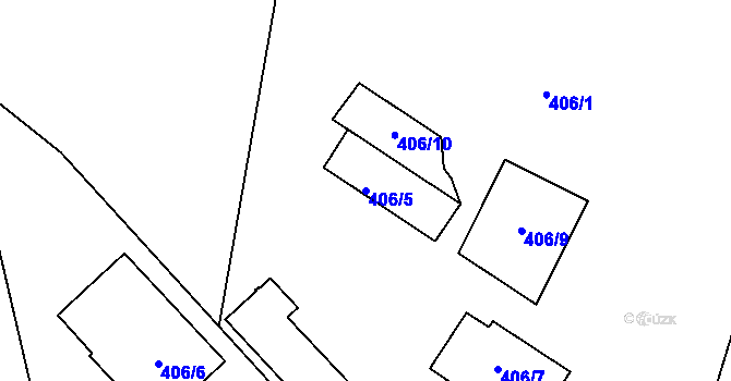 Parcela st. 406/5 v KÚ Měřín, Katastrální mapa