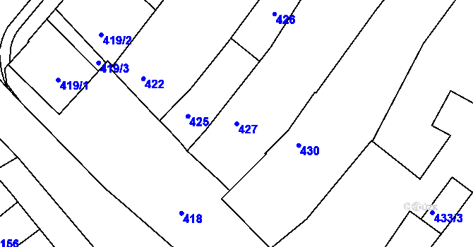 Parcela st. 427 v KÚ Měřín, Katastrální mapa
