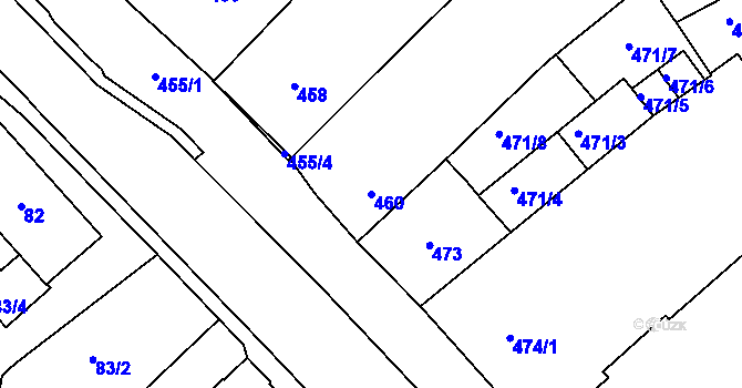 Parcela st. 460 v KÚ Měřín, Katastrální mapa