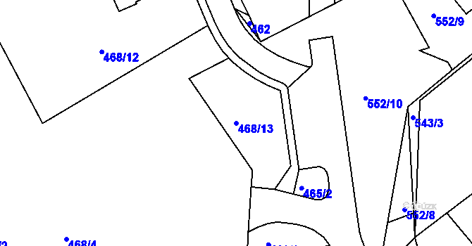 Parcela st. 468/13 v KÚ Měřín, Katastrální mapa