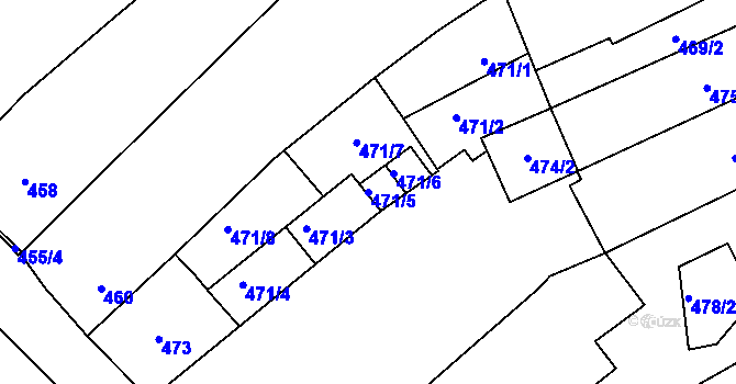 Parcela st. 471/5 v KÚ Měřín, Katastrální mapa