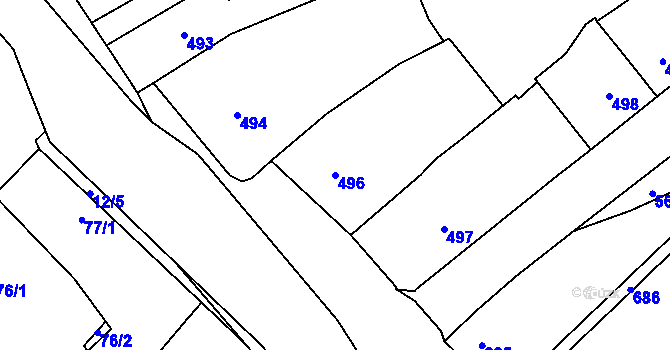 Parcela st. 496 v KÚ Měřín, Katastrální mapa