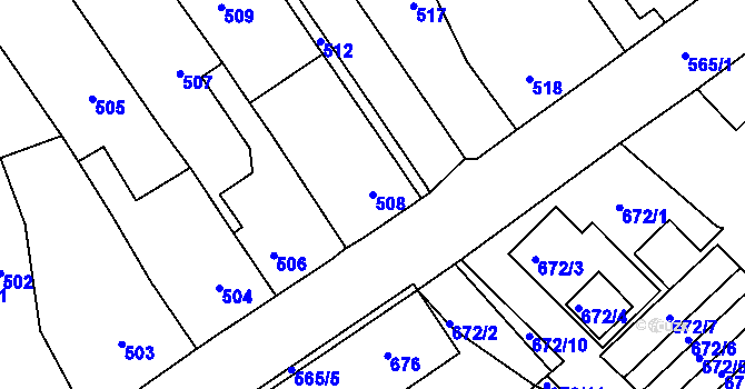 Parcela st. 508 v KÚ Měřín, Katastrální mapa