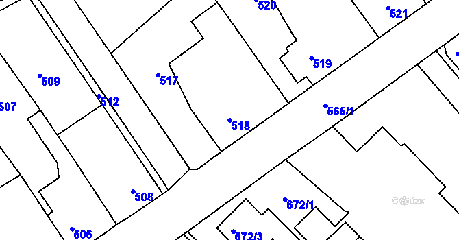 Parcela st. 518 v KÚ Měřín, Katastrální mapa
