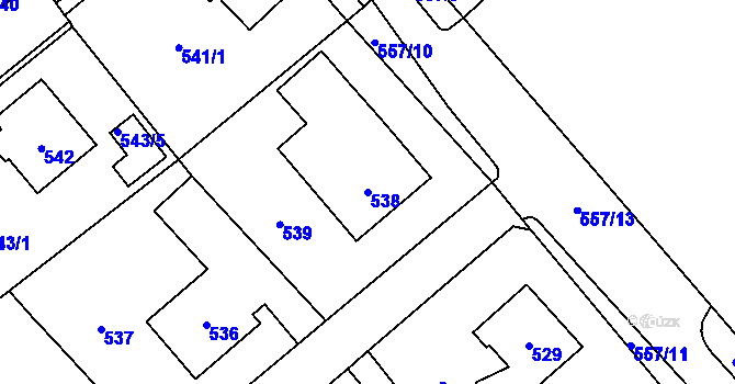 Parcela st. 538 v KÚ Měřín, Katastrální mapa