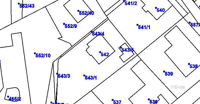 Parcela st. 542 v KÚ Měřín, Katastrální mapa