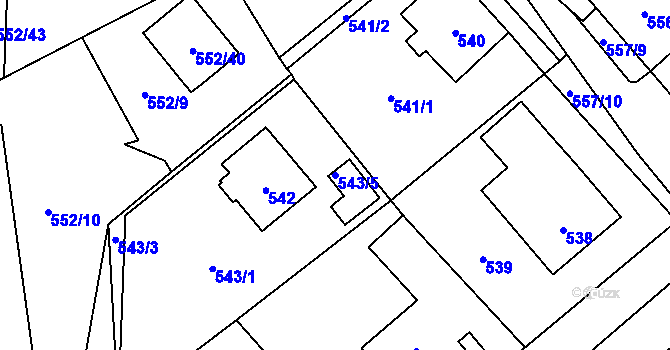 Parcela st. 543/5 v KÚ Měřín, Katastrální mapa