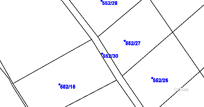Parcela st. 552/30 v KÚ Měřín, Katastrální mapa