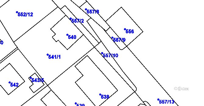 Parcela st. 557/10 v KÚ Měřín, Katastrální mapa