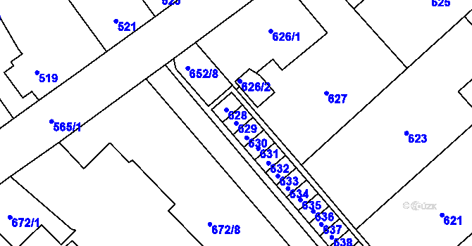 Parcela st. 629 v KÚ Měřín, Katastrální mapa
