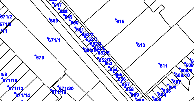 Parcela st. 652/6 v KÚ Měřín, Katastrální mapa