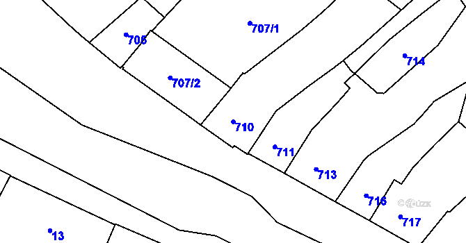 Parcela st. 710 v KÚ Měřín, Katastrální mapa