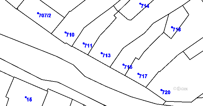 Parcela st. 713 v KÚ Měřín, Katastrální mapa