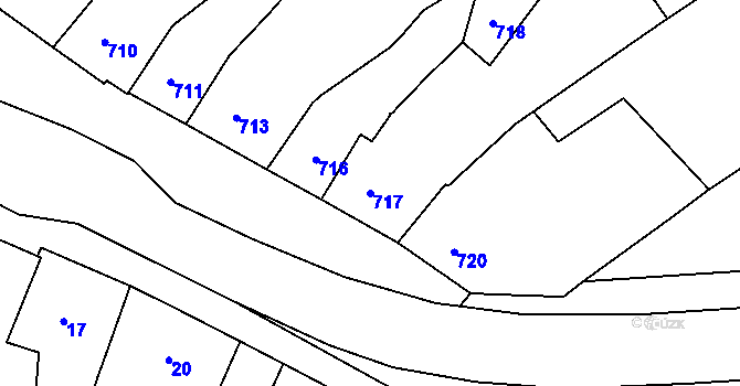 Parcela st. 717 v KÚ Měřín, Katastrální mapa