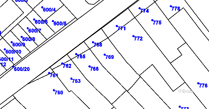 Parcela st. 769 v KÚ Měřín, Katastrální mapa
