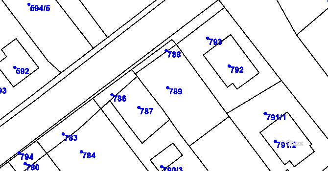 Parcela st. 789 v KÚ Měřín, Katastrální mapa