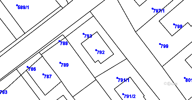 Parcela st. 792 v KÚ Měřín, Katastrální mapa