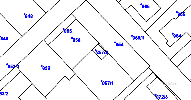 Parcela st. 857/2 v KÚ Měřín, Katastrální mapa