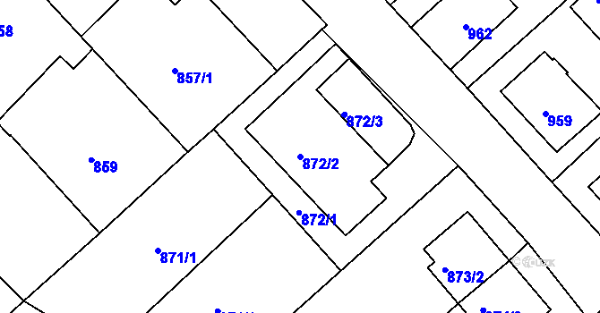 Parcela st. 872/2 v KÚ Měřín, Katastrální mapa