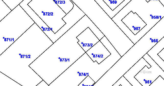 Parcela st. 873/2 v KÚ Měřín, Katastrální mapa
