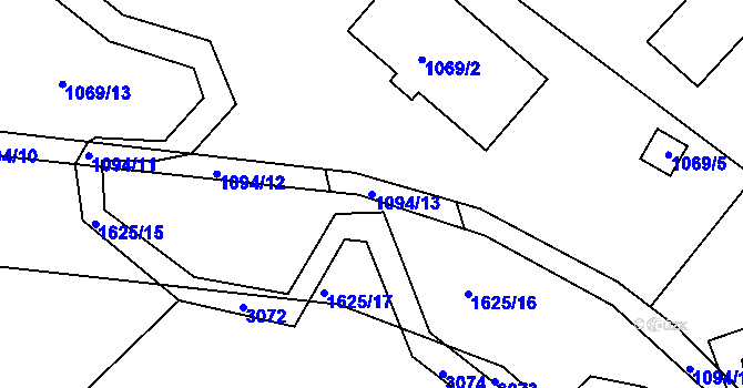 Parcela st. 1094/13 v KÚ Měřín, Katastrální mapa