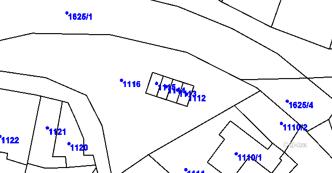 Parcela st. 1114 v KÚ Měřín, Katastrální mapa