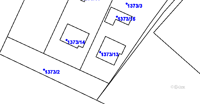 Parcela st. 1373/13 v KÚ Měřín, Katastrální mapa