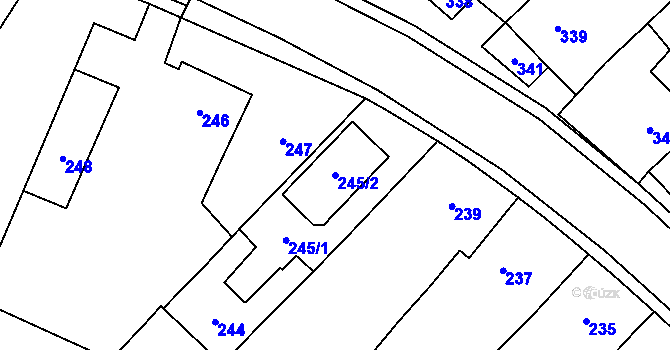Parcela st. 245/2 v KÚ Měřín, Katastrální mapa