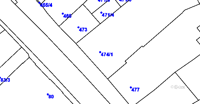 Parcela st. 474/1 v KÚ Měřín, Katastrální mapa