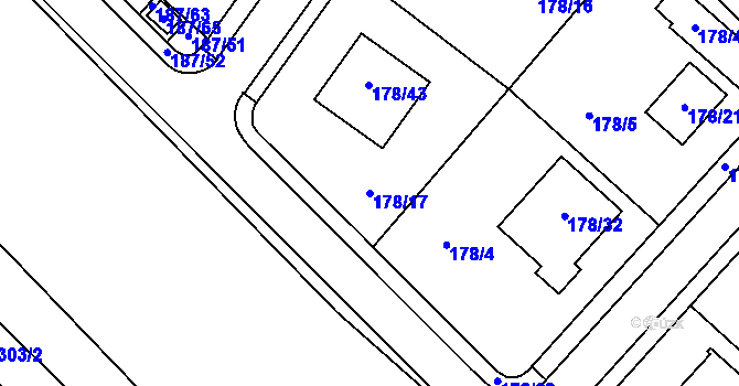 Parcela st. 178/17 v KÚ Měřín, Katastrální mapa