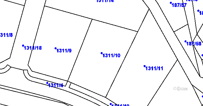 Parcela st. 1311/10 v KÚ Měřín, Katastrální mapa
