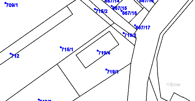 Parcela st. 719/4 v KÚ Měřín, Katastrální mapa