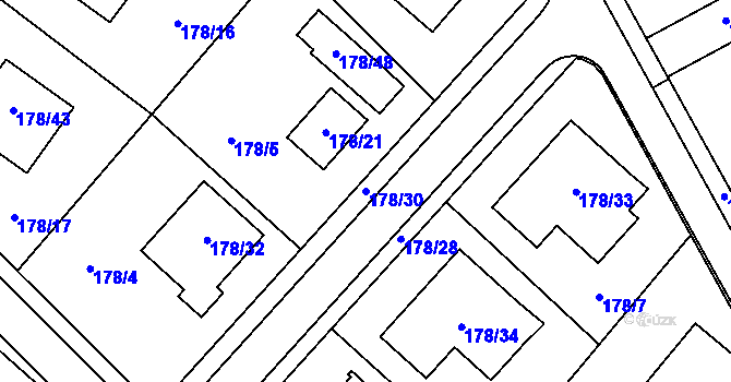 Parcela st. 178/30 v KÚ Měřín, Katastrální mapa