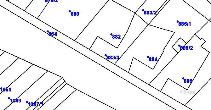 Parcela st. 883/3 v KÚ Měřín, Katastrální mapa