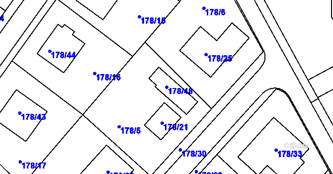 Parcela st. 178/48 v KÚ Měřín, Katastrální mapa