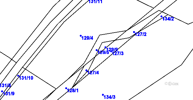 Parcela st. 129/5 v KÚ Pustina u Měřína, Katastrální mapa