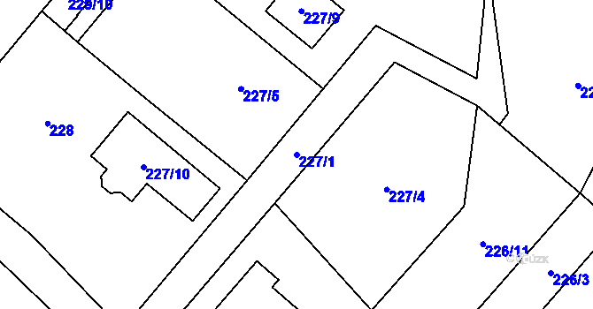 Parcela st. 227/1 v KÚ Pustina u Měřína, Katastrální mapa