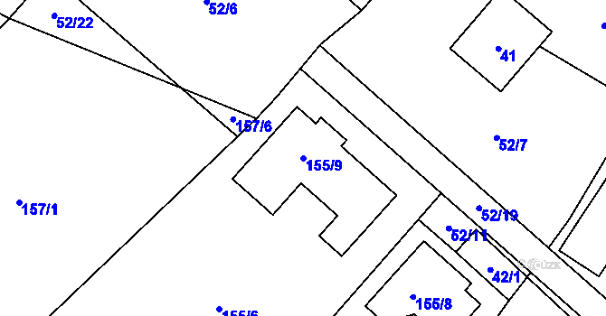 Parcela st. 155/9 v KÚ Pustina u Měřína, Katastrální mapa