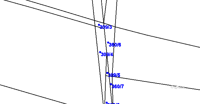 Parcela st. 309/4 v KÚ Městec, Katastrální mapa