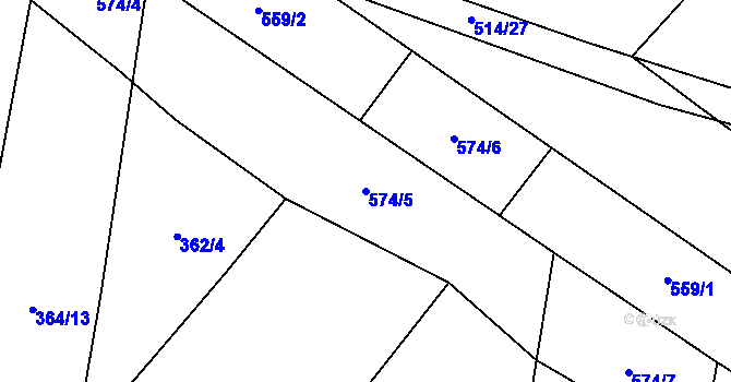Parcela st. 574/5 v KÚ Městec, Katastrální mapa