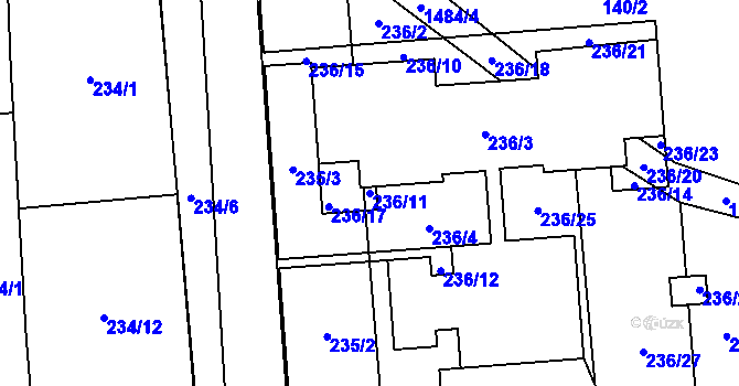 Parcela st. 236/11 v KÚ Městec Králové, Katastrální mapa