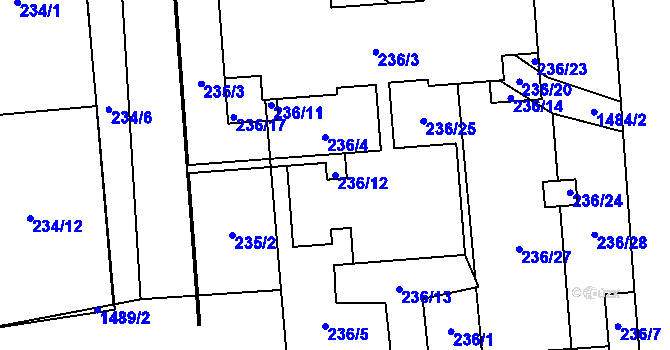 Parcela st. 236/12 v KÚ Městec Králové, Katastrální mapa