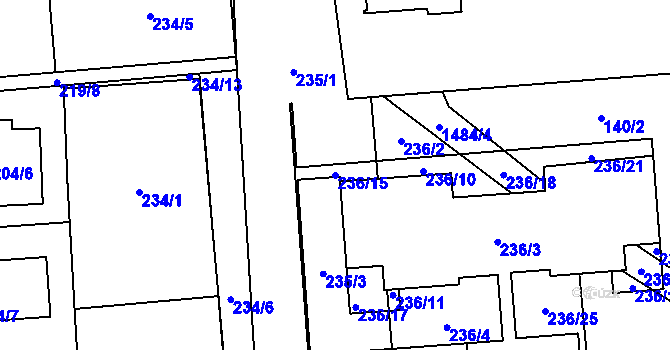 Parcela st. 236/15 v KÚ Městec Králové, Katastrální mapa