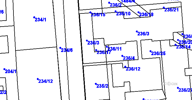 Parcela st. 236/17 v KÚ Městec Králové, Katastrální mapa