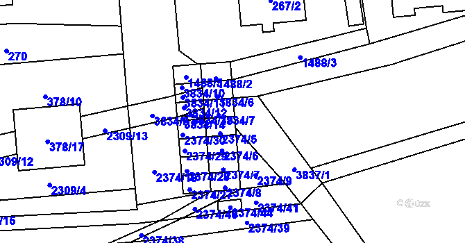 Parcela st. 2374/31 v KÚ Městec Králové, Katastrální mapa