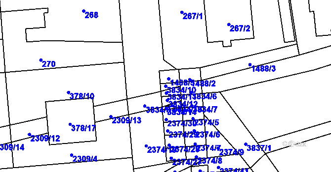 Parcela st. 3834/10 v KÚ Městec Králové, Katastrální mapa