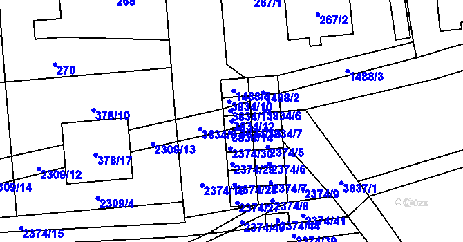 Parcela st. 3834/12 v KÚ Městec Králové, Katastrální mapa