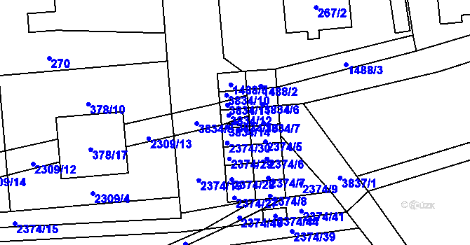 Parcela st. 3834/13 v KÚ Městec Králové, Katastrální mapa