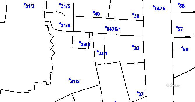 Parcela st. 33/1 v KÚ Městec Králové, Katastrální mapa